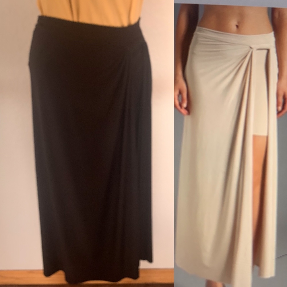 ▫️▪️T-Bags women’s sexy black side slit flare skirt w/mini underneath